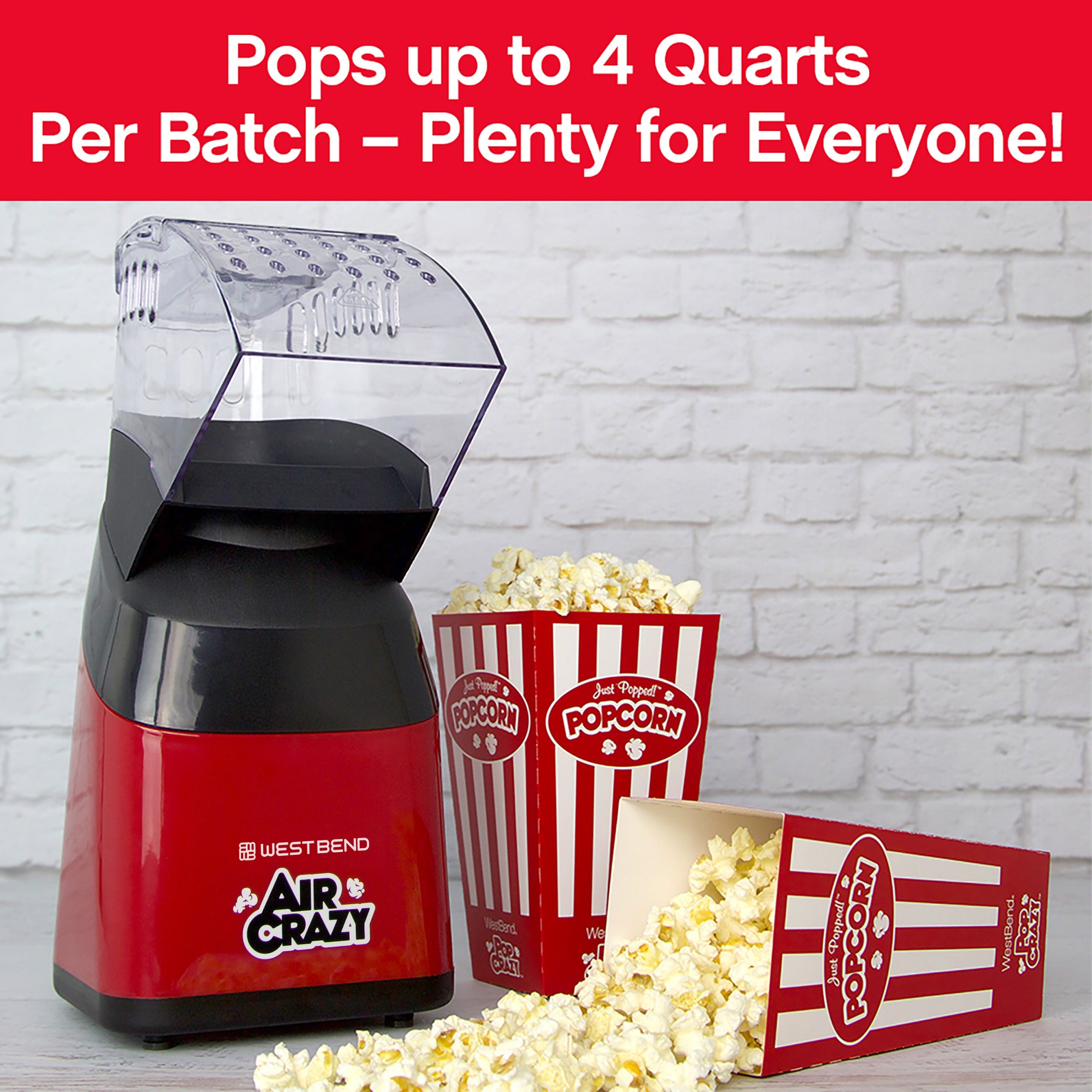 West Bend Air Crazy Hot Air Popcorn Machine, 4 Qt. Capacity - Image 4