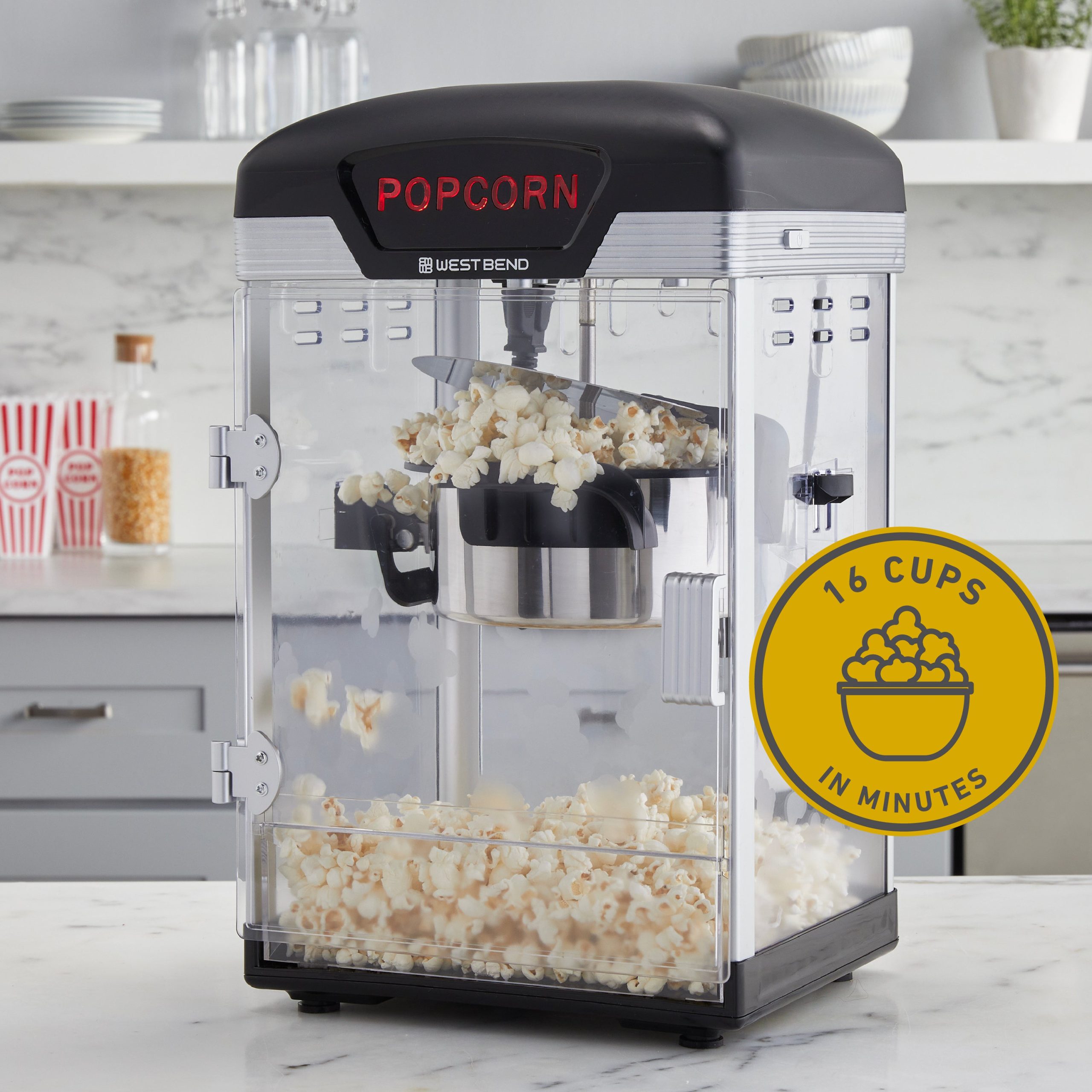 West Bend Theater Crazy 4 Qt. Popcorn Machine with Bags - Image 2