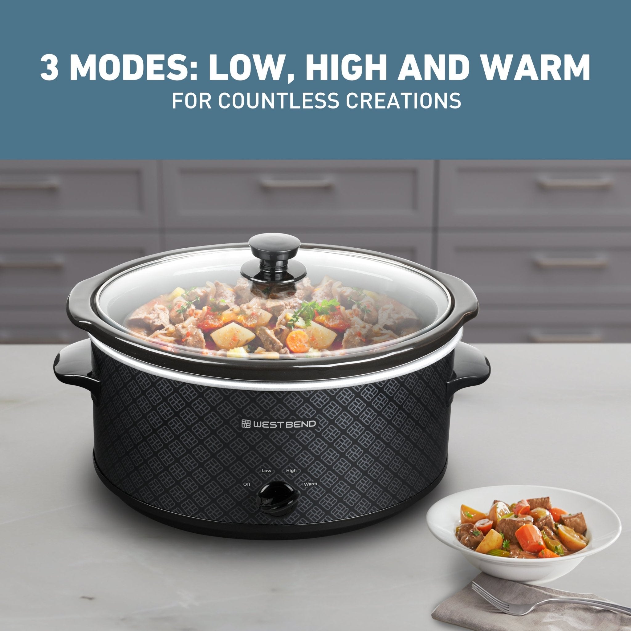 West Bend Pattern Slow Cooker, 6 Qt. Capacity - Image 4